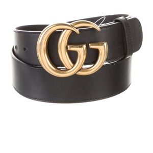 Gucci Black Belt with Gold GG Buckle